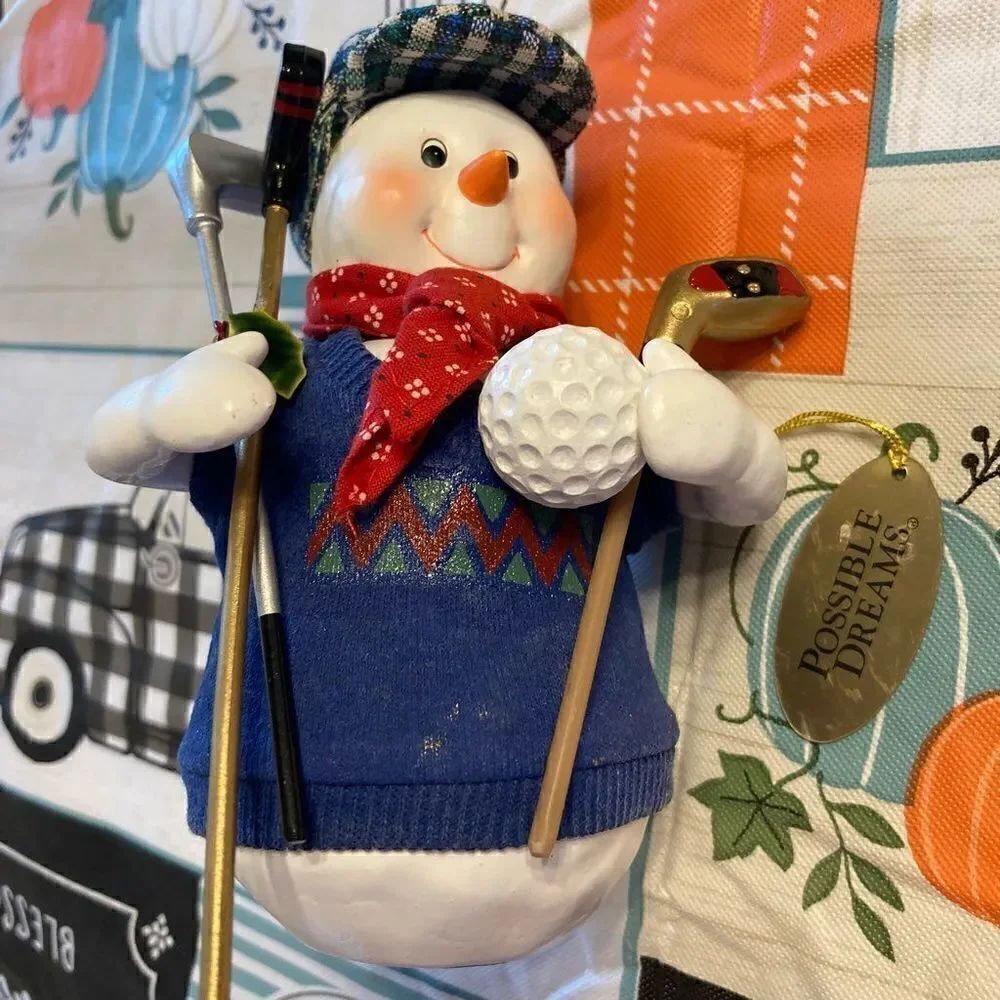 Ornament golf snowman vintage by clothique